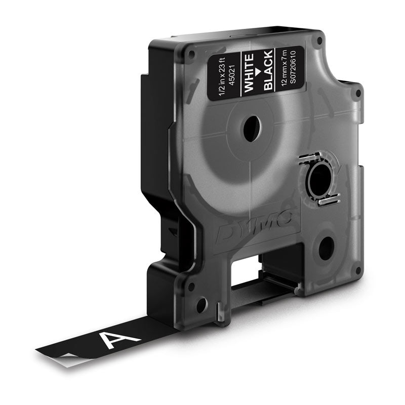 Dymo Wht on Blk 12mmx7m Tape
