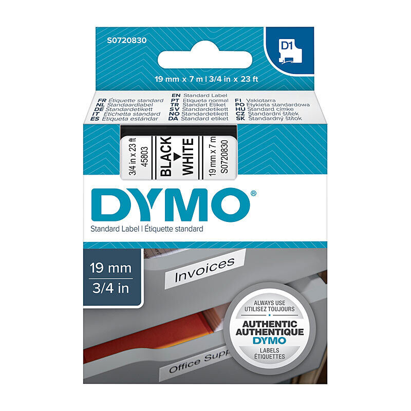 Dymo Blk on Wht 19mmx7m Tape