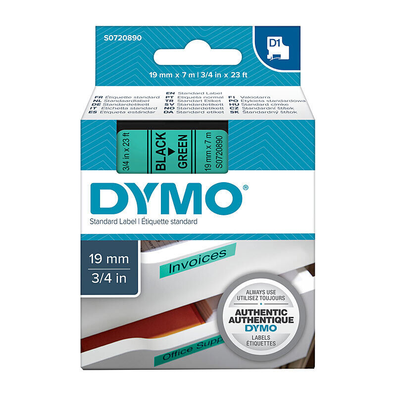 Dymo Blk on Grn 19mmx7m Tape