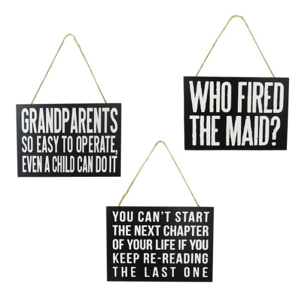 Rustic set of three MDF Family Hanger Signs with rope hangers, perfect for enhancing home decor and promoting family love.