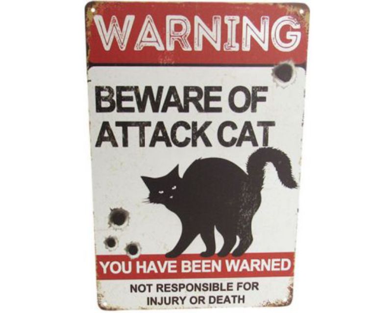 Art Tin Attack Cat Sign