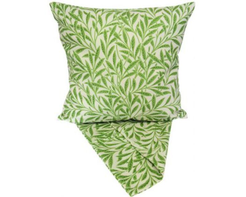 Cushion cover featuring intricate garden vines pattern in green, adds nature-inspired elegance to any room decor.