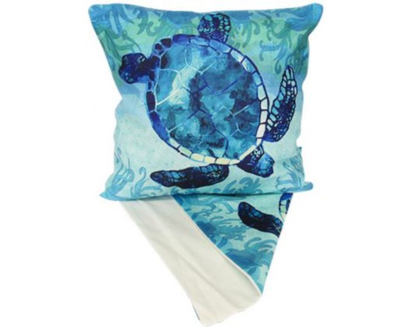 Ocean Turtle Cushion Cover featuring vibrant turtle illustrations, perfect for adding coastal charm to your decor.
