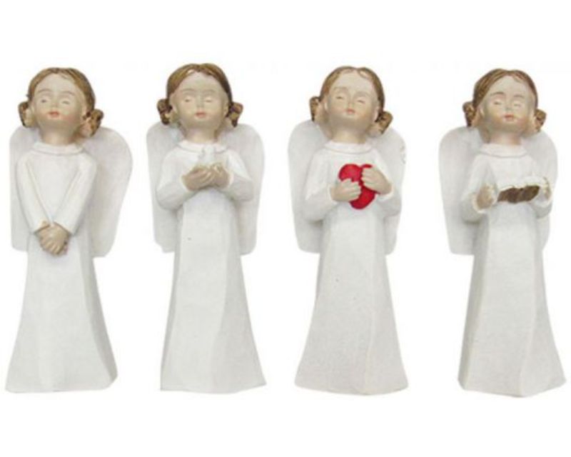 Set of 4 enchanting cherub ornaments, each 9 cm tall, adding elegance and charm to holiday or year-round decor.