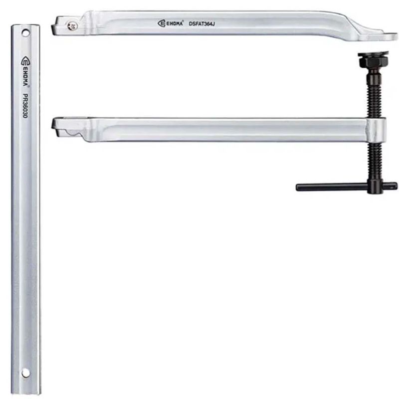 Ehoma Deep Throat Clamp with 300mm adjustable arm for versatile, heavy-duty clamping on 36 x 18mm rails.