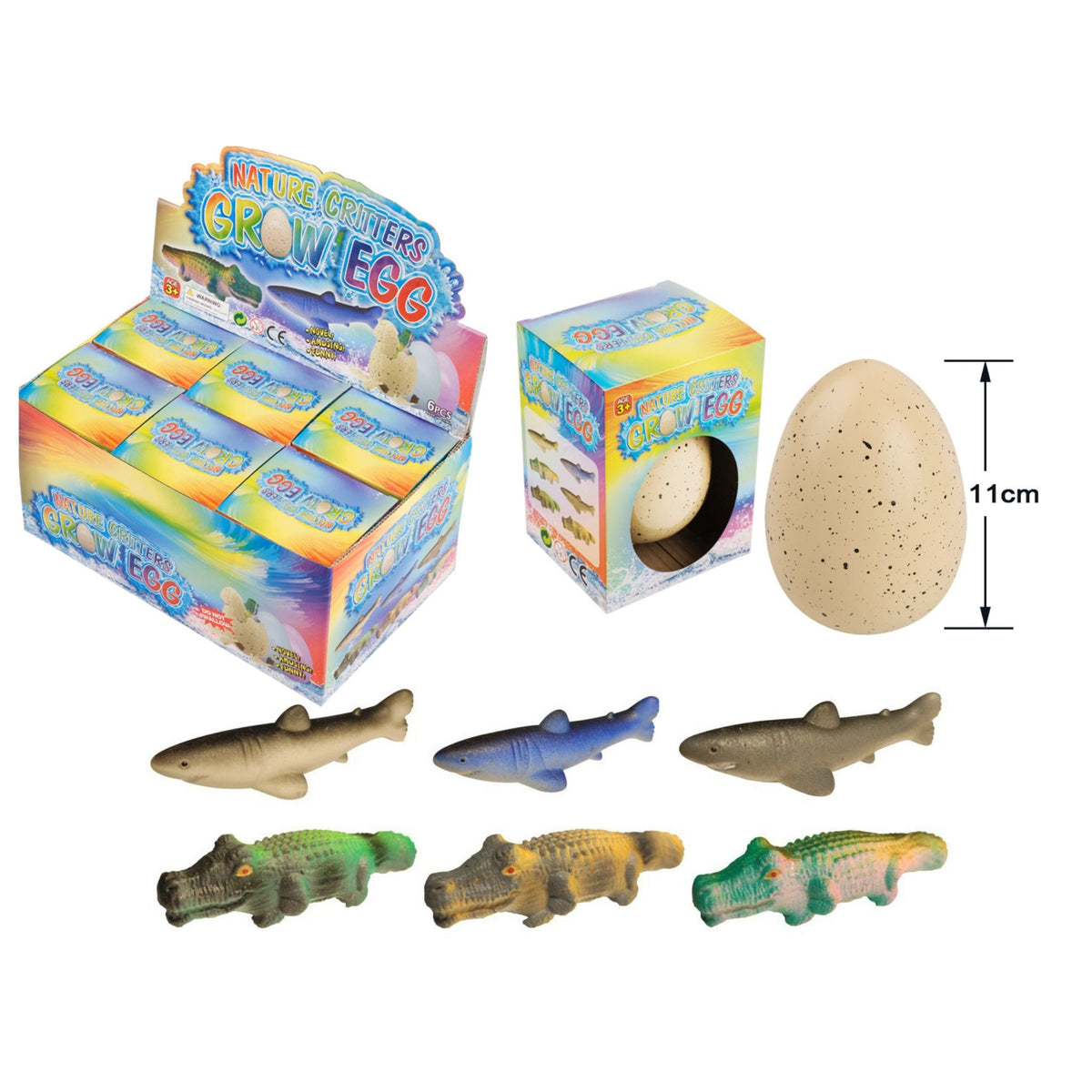 Growing Jumbo Shark & Crocodile Egg Display 12pc