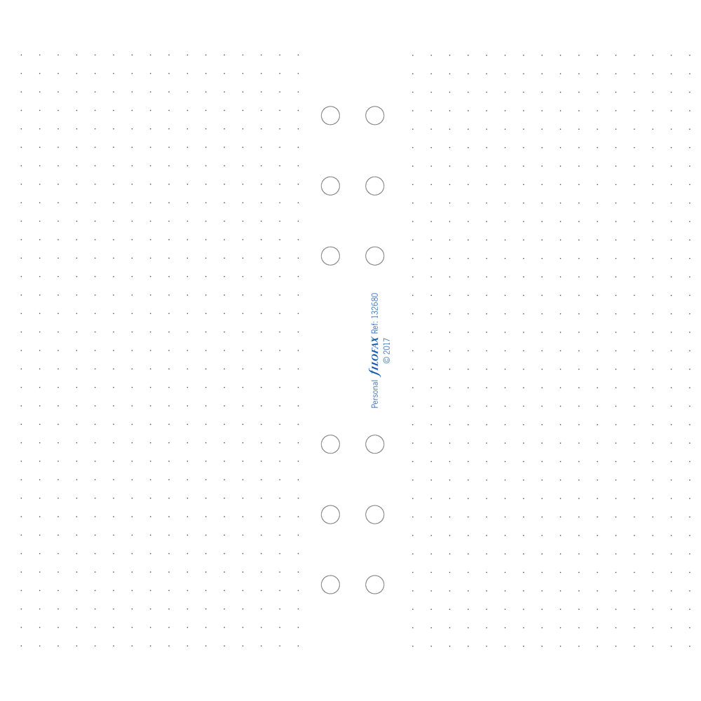 Filofax Organiser Refill Personal Notepaper Dotted White