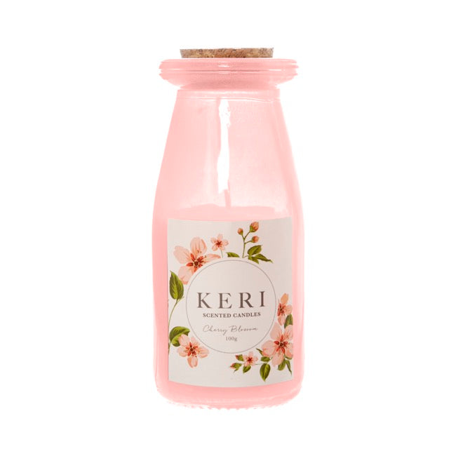 Scented Milk Jar Candle Melody Cherry Blossom 90g. Burns up to 14 hours.