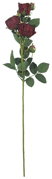 Artifcal Flower / Foliage - 4 Head Rose Branch in Red
