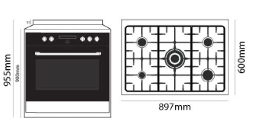 Parmco - FREESTANDING Gas STOVE - 900MM GLASS