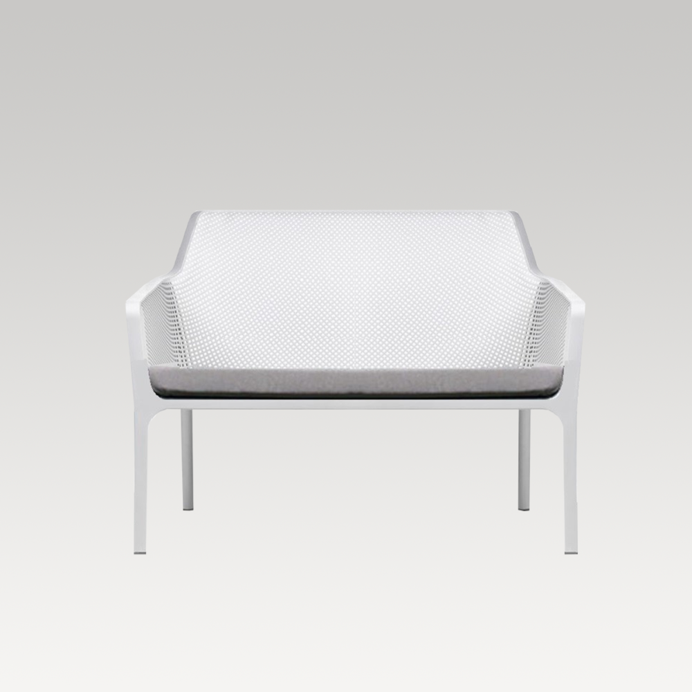 Net Bench With Cushion - Double (White)