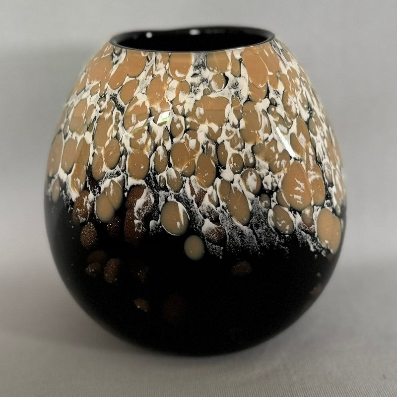 Elegant black ceramic vase measuring 14cm tall, perfect for flowers and enhancing any home decor style.