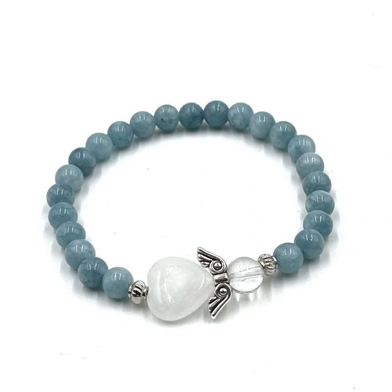 Bracelet - Aquamarine Crystal Heart Guardian Angel