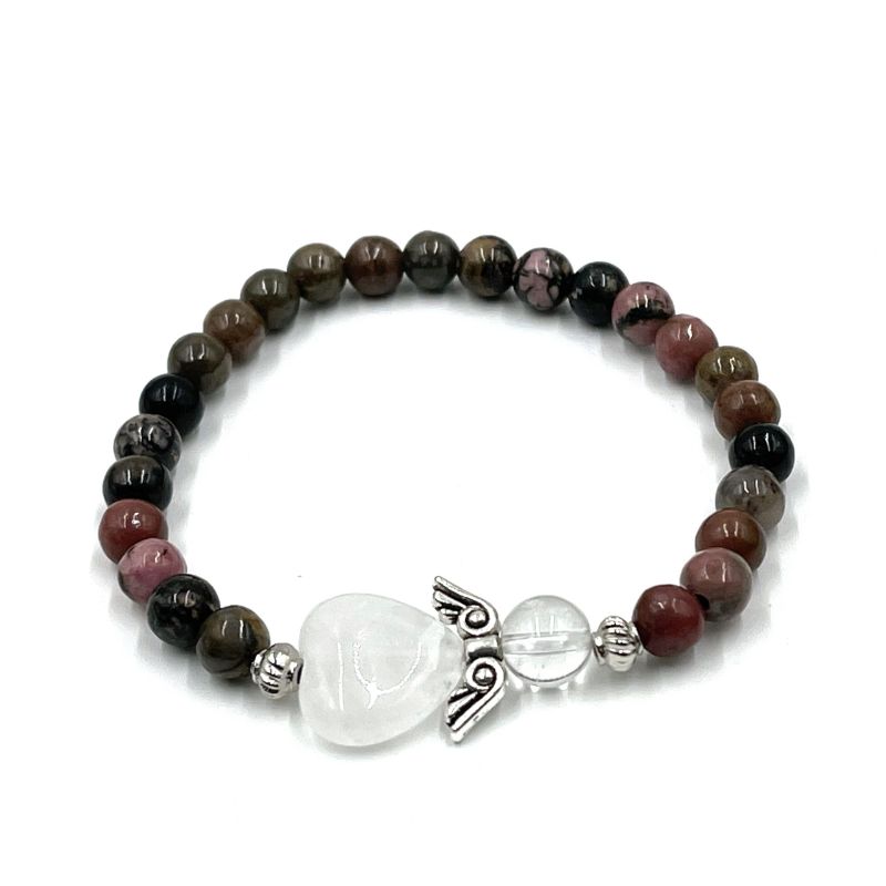 Bracelet - Rhodonite Crystal Heart Guardian Angel