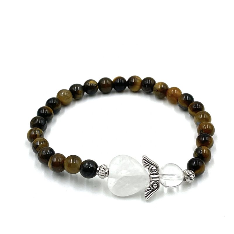 Bracelet - Tiger Eye Crystal Heart Guardian Angel