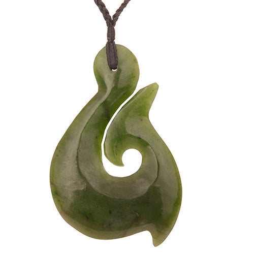 Greenstone Fish Hook 85mm Pendant