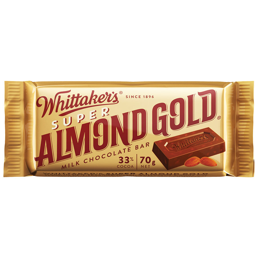 Whittaker’s Chocolate Almond Gold Slab 70g- Pack of 30