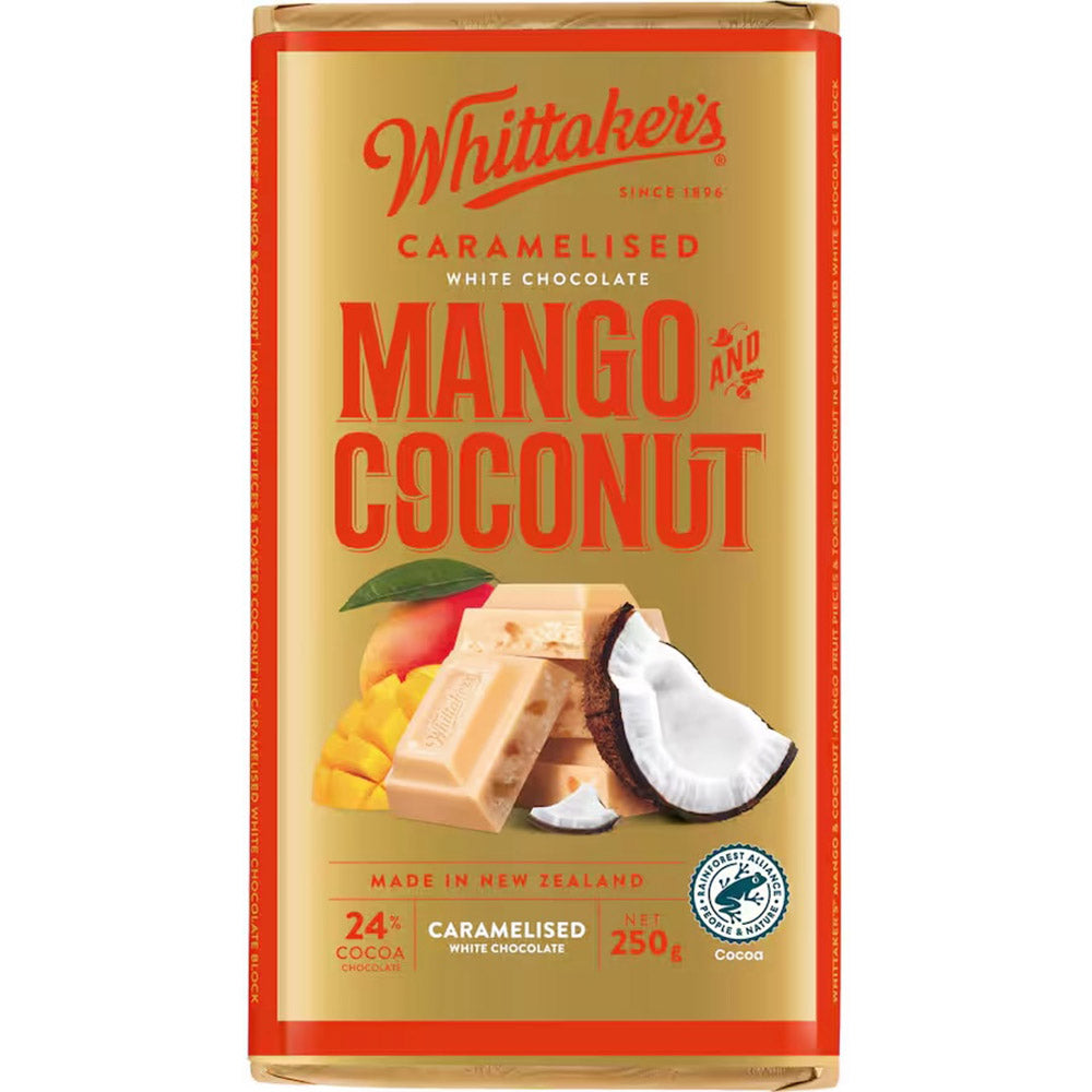 Whittaker’s Chocolate Block Mango & Coconut 250g - Carton of 12