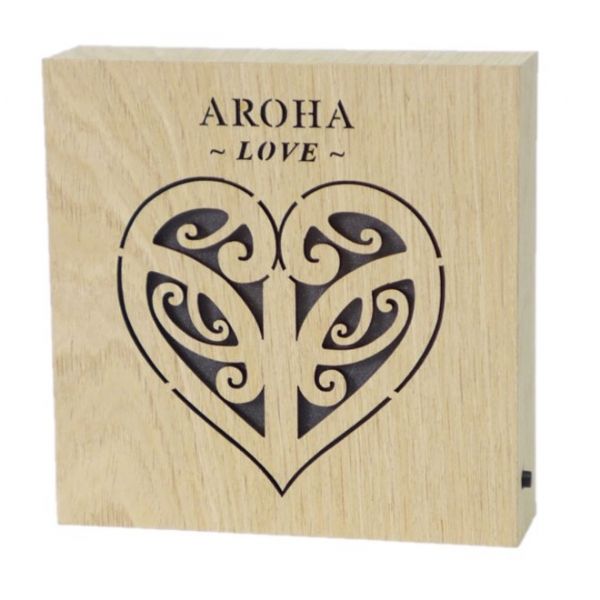 Aroha Love Wooden LED Block