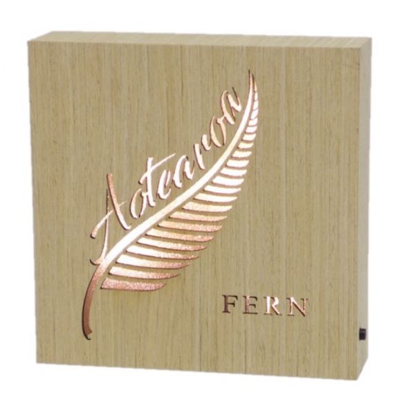 Kiwiana - Fern Aotearoa Wooden LED Block