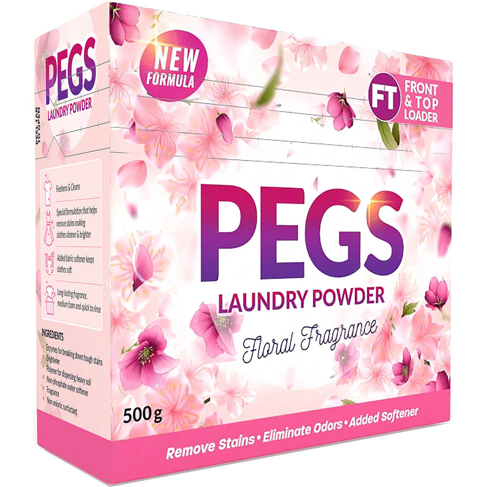Pegs Floral Laundry Powder 500g - Pack of 12