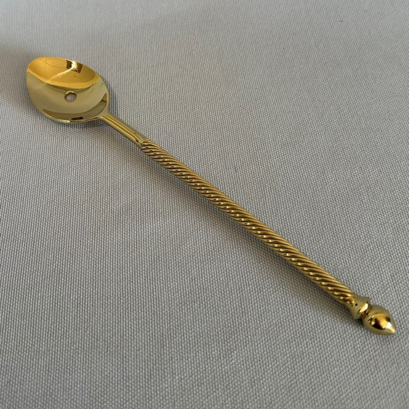 Elegant 19cm brass cocktail spoon, perfect for stirring and layering cocktails with style and durability.