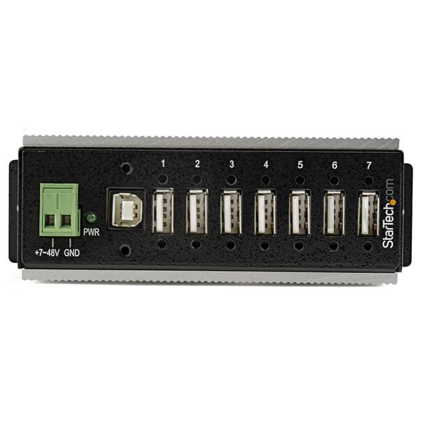 7-Port Industrial USB 2.0 Hub with ESD & 350W Surge Protection