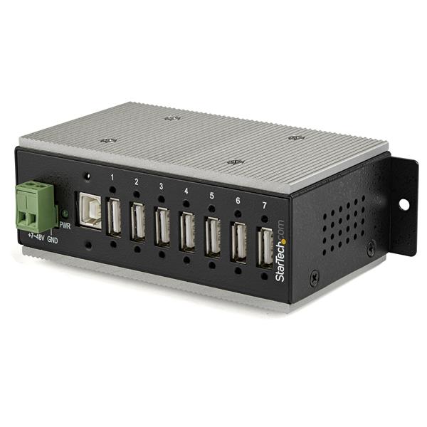 7-Port Industrial USB 2.0 Hub with ESD & 350W Surge Protection