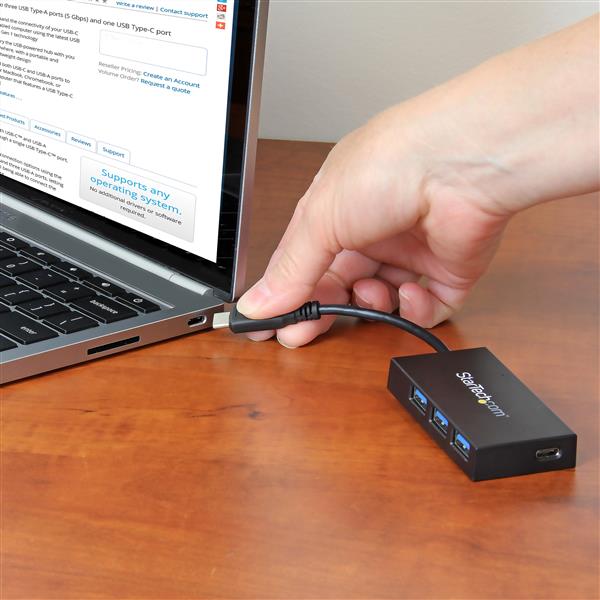 4-Port USB 3.0 Hub - USB-C to 1x USB-C and 3x USB-A