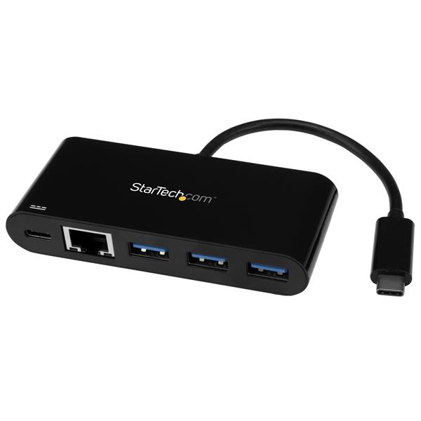3 Port USB C Hub with GbE and Power Delivery - USB-C to 3x USB-A - USB 3.0 Hub