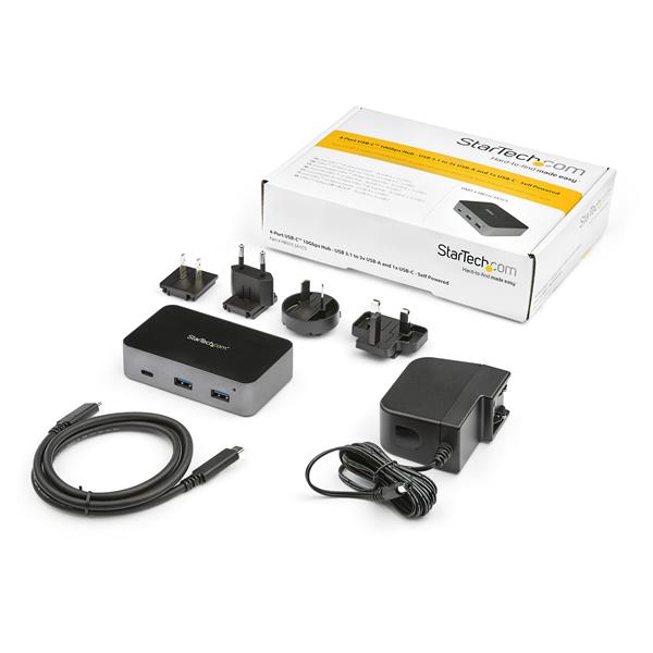 4-Port USB C Hub 10Gbps - 3x USB-A & 1x USB-C - Powered