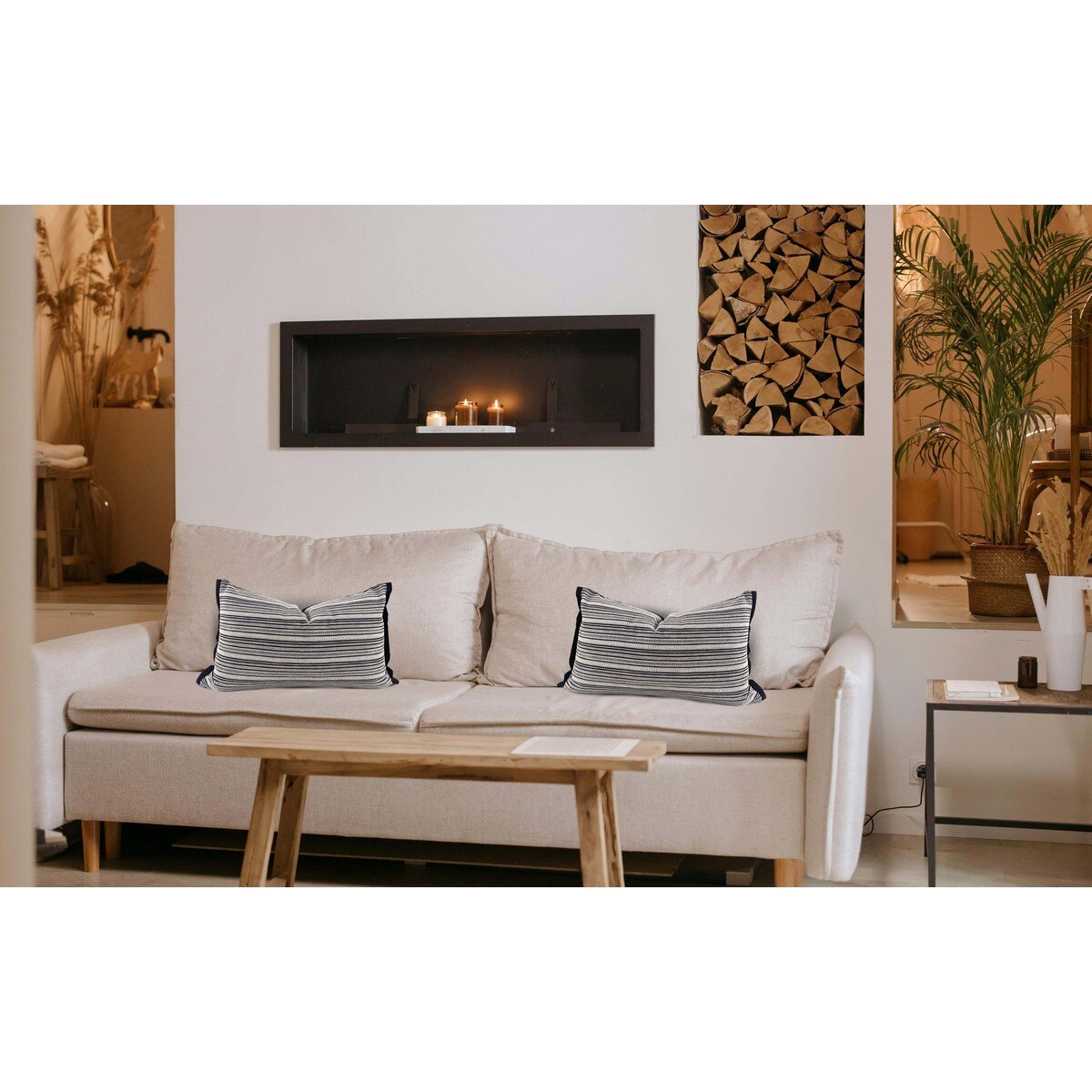 CUSHION COVER - TRIBAL - BLACK / LINEN - 400x600