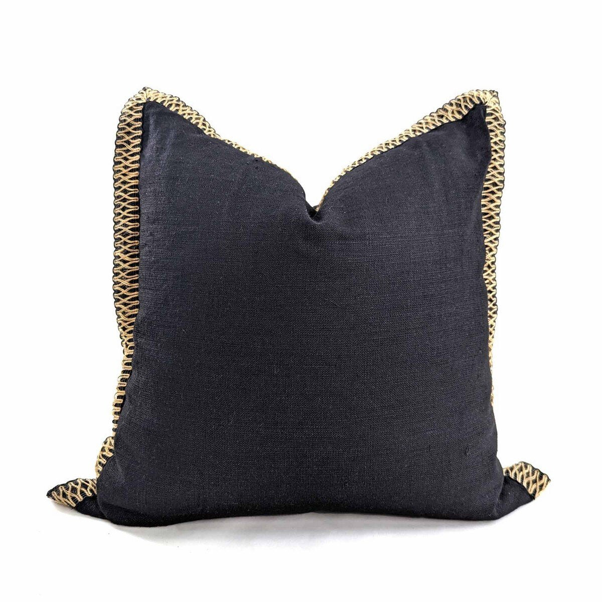 CUSHION COVER - JUTE FLANGE - BLACK / NATURAL - 550x550