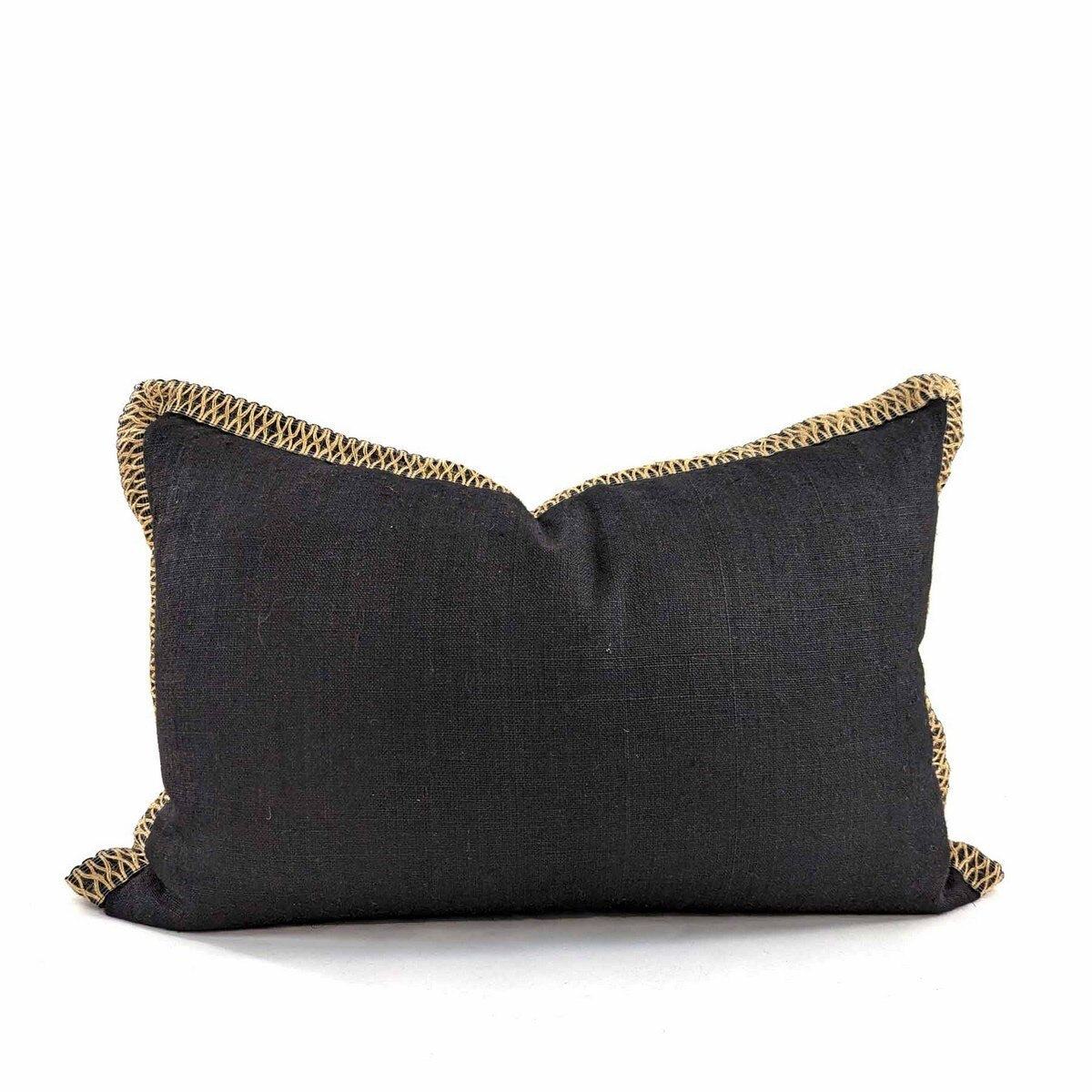 CUSHION COVER - JUTE FLANGE - BLACK / NATURAL - 400x600