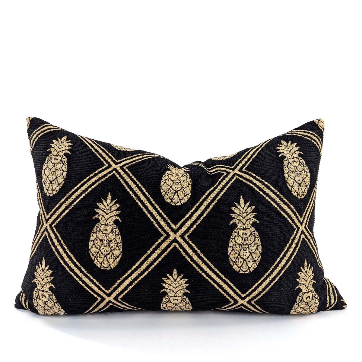 CUSHION COVER - PINEAPPLE - BLACK / GOLD - 400x600