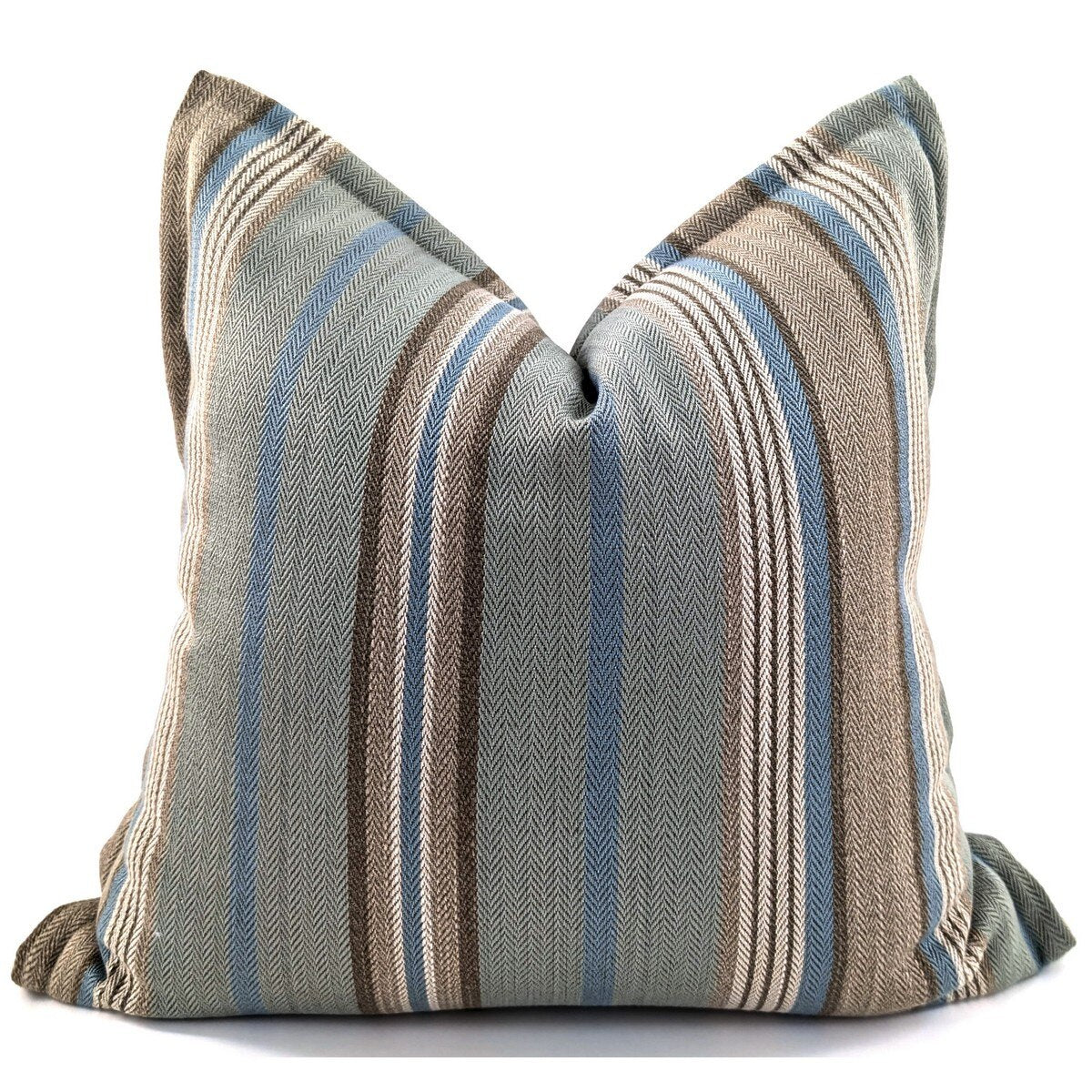 SNUGG & CO CUSHION COVER - RALPH WIRE STRIPE TEAL/NATURAL