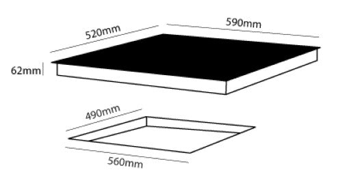 PARMCO - COOKTOP - SERIES 6 600MM BLACK INDUCTION ZONELESS 4 BURNER