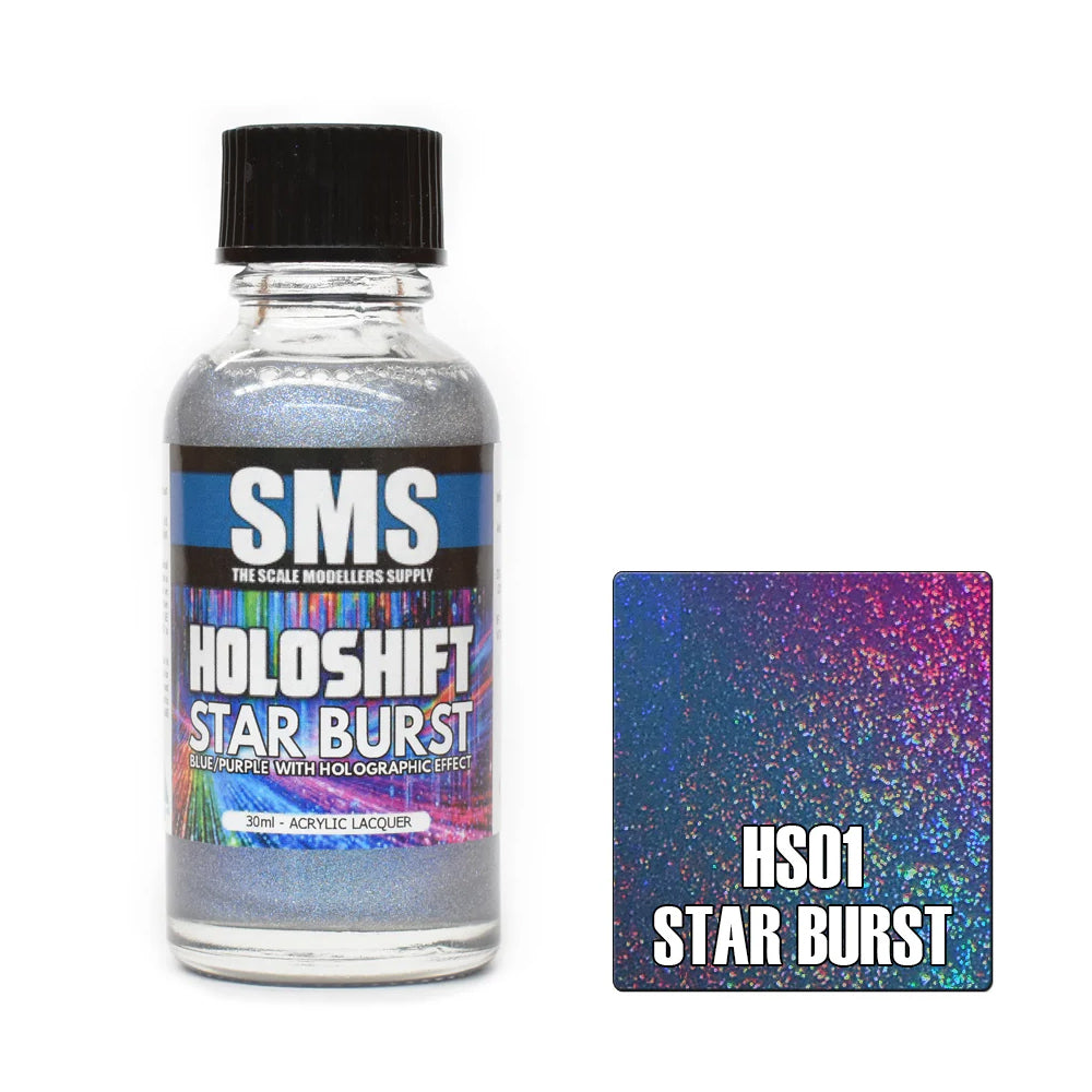 AIR BRUSH PAINT 30ML HOLOSHIFT STAR BURST BLUE/PURPLE/HOLO ACRYLIC LACQUER