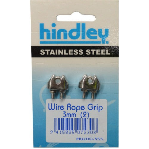 Stainless Wire Rope Grip 3mm 2 Per Card