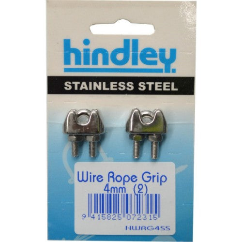 Stainless Wire Rope Grip 4mm 2 Per Card