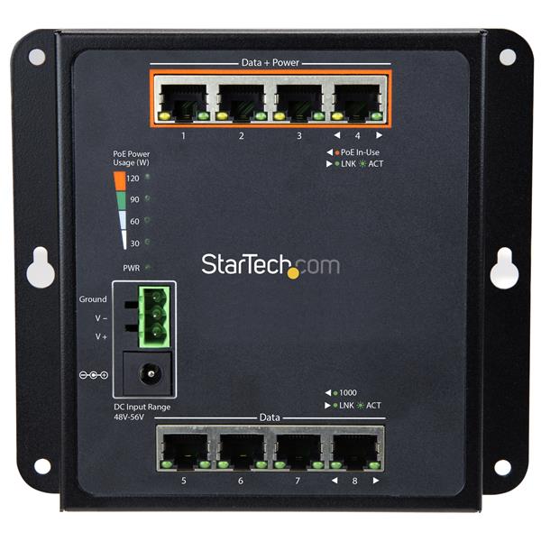 8-Port (4 PoE+) Gigabit Ethernet Switch - Managed - Wall Mount with Front Access
