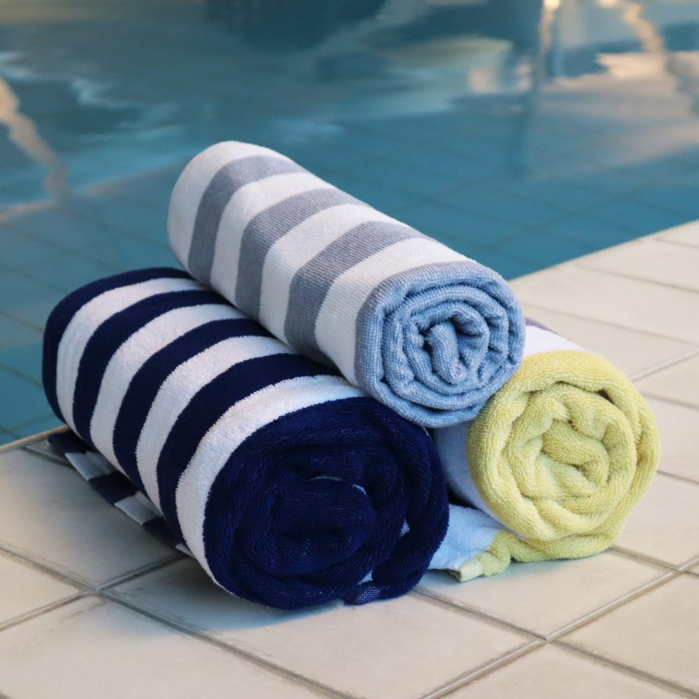 Pool Towel - Weavers Striped (Navy/White)