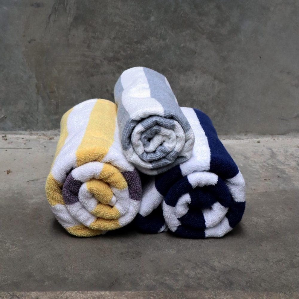 Pool Towel - Weavers Striped (Navy/White)