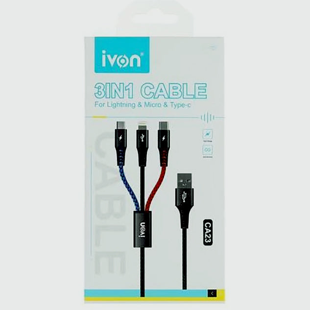 IVON CA23 USB – 3in1 Cable- Pack of 5