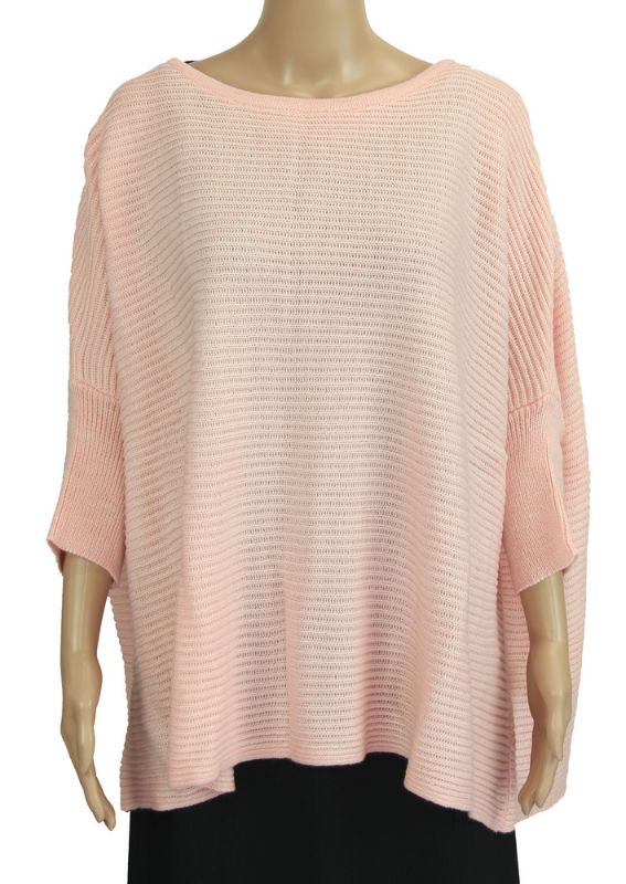 London Ribbed Sweater Top in vibrant pink with ribbed texture, ideal for stylish layering or chic solo wear.