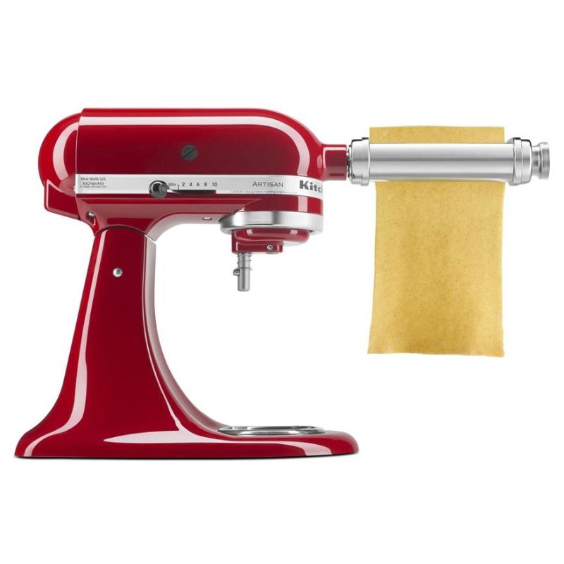 KitchenAid 3 Piece Pasta Roller and Cutter Set for homemade pasta, includes roller, spaghetti and fettuccine cutters.
