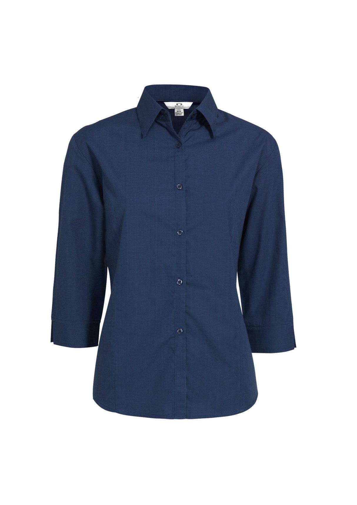 Micro Womens Check 3/4 Sleeve Shirt - Navy