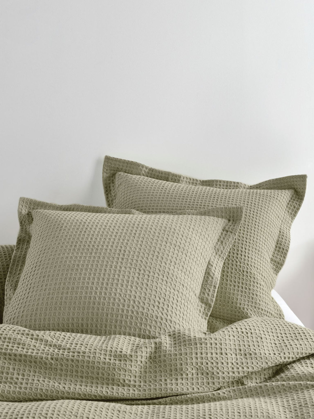 European Pillowcase Waffle Cotton Linen House Deluxe Waffle Eucalyptus
