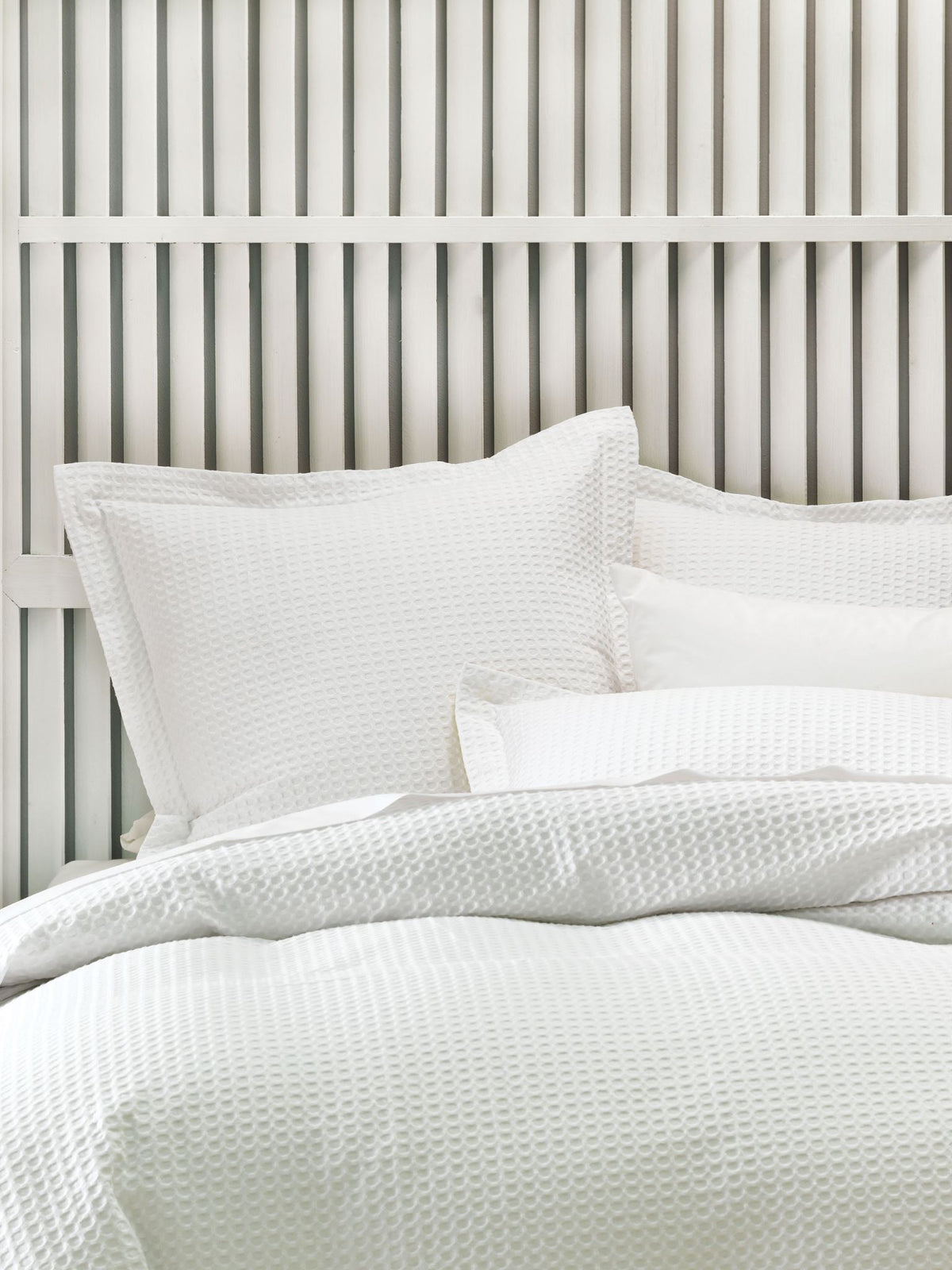 European Pillowcase Waffle Cotton Linen House Deluxe Waffle White