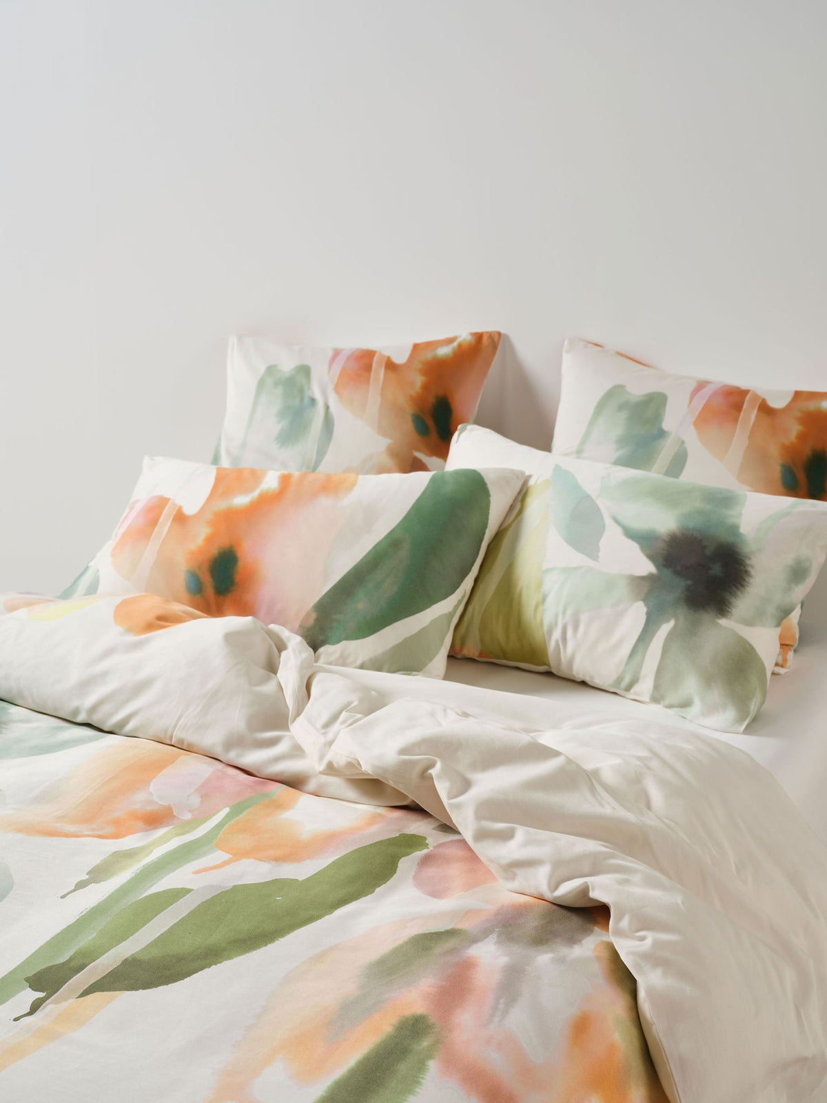Duvet Cover Set Botanical Cotton Sateen Linen House Inga Queen Jade